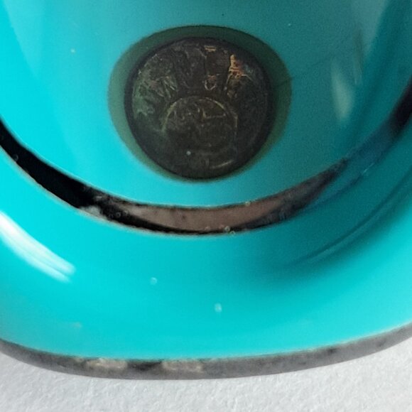 Angelique de Paris Sterling Silver Cubic Zirconia Resin Blue Square Ring Size 7 - Picture 5 of 13